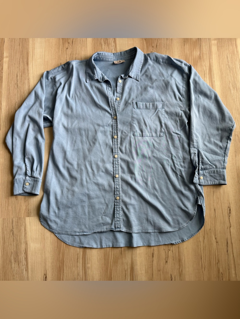 LOFT Outlet Light Blue Chambray Button Down Shirt XL Soft Oversized